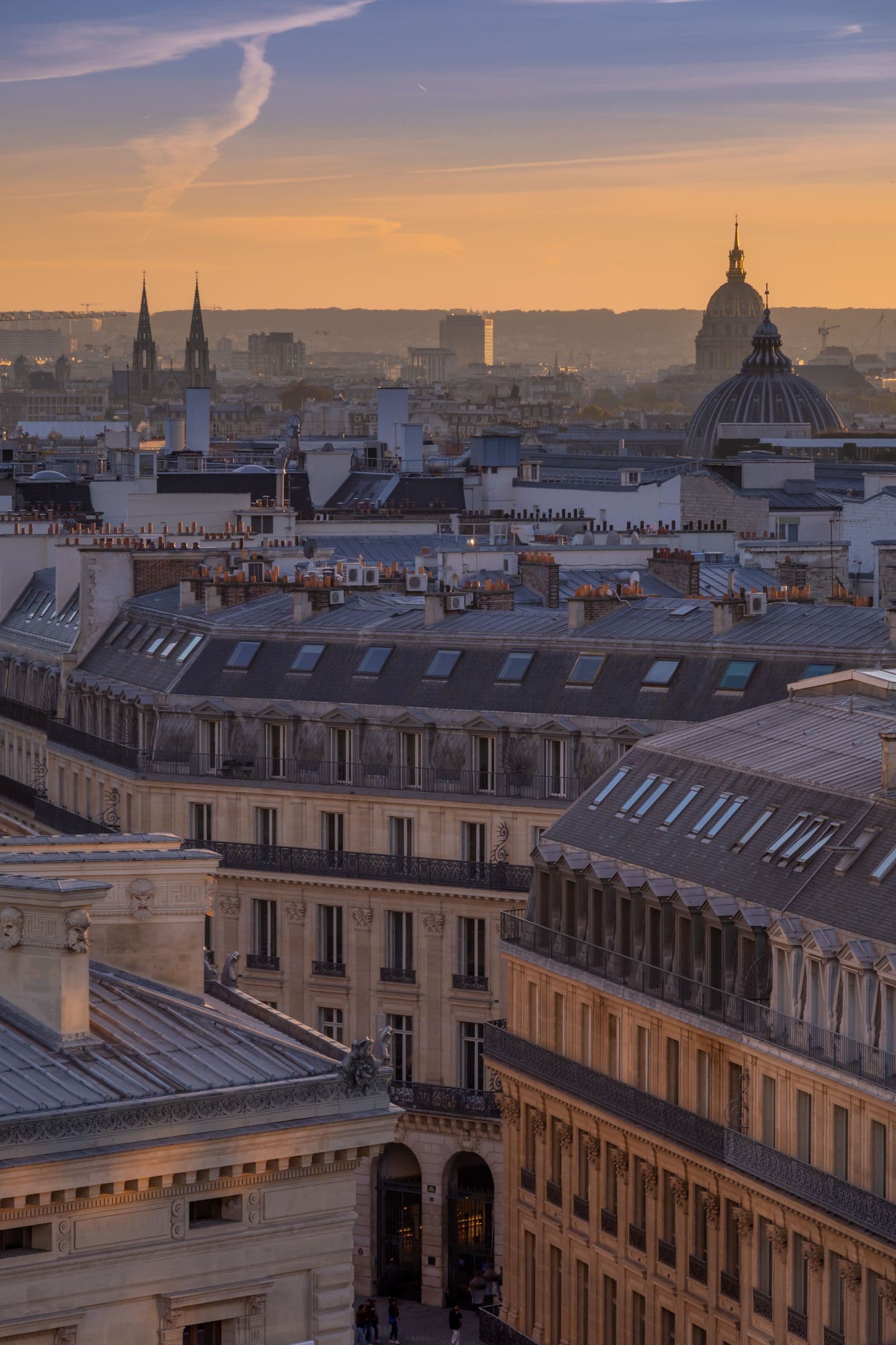 Paris rooftops at sunset